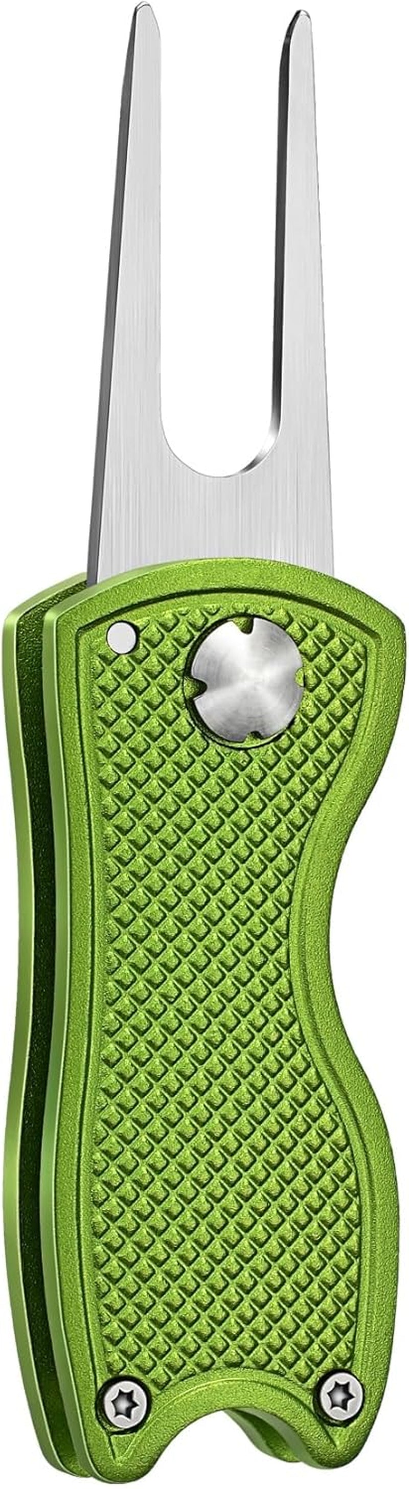 Premium All-Metal Foldable Golf Divot Repair Tool with Pop-Up Button and Magnetic Ball Marker - Available in Packs of 2 to 6