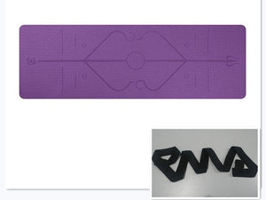 Non slip TPE yoga mat with position lines in various colors
