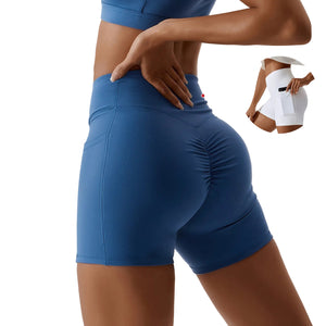 Women's high waist running fitness shorts in various colors and sizes