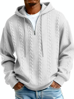 Half-zip hooded sweatshirt with long sleeves and padded patch pockets in various colors
