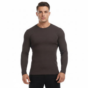 Men's slim fit long sleeve round neck shirt in various colors