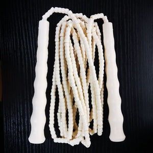 Adjustable bamboo handle skipping rope with soft beads in various colors