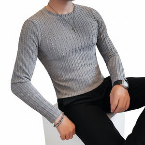 Men's slim fit long sleeve round neck shirt in various colors