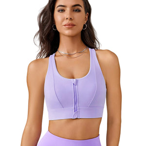 Front zipper high impact yoga sports bra in multiple colors
