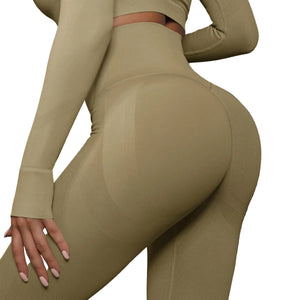 High waist seamless yoga leggings in various solid colors for women