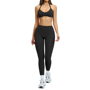 Brushed fabric women's sports yoga set in various colors including Frost Gray and Raspberry Red