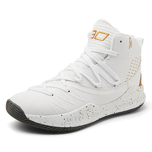 Plus size men's high-top basketball training sneakers in various colors and sizes