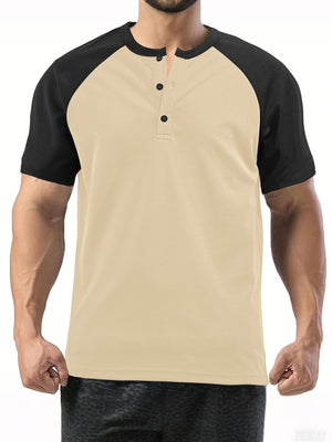 Men's colorblock short-sleeved moisture-wicking polo shirt in multiple colors