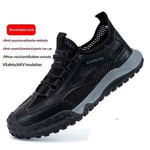 Men's smash-proof labor insurance safety shoes in various mesh colors