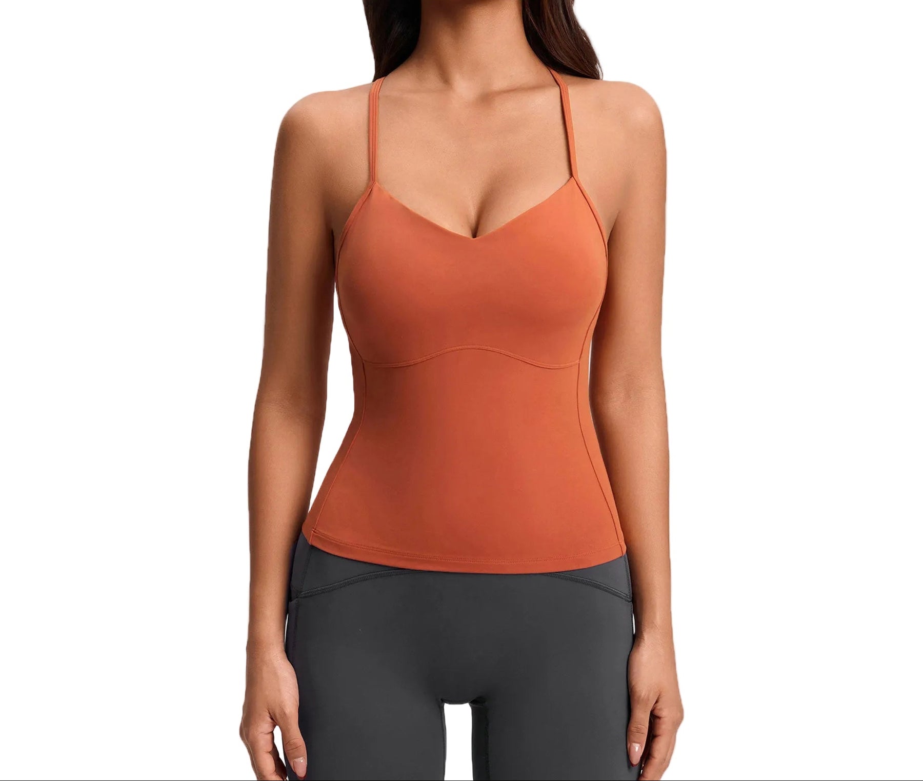 Women's brushed yoga vest with chest pad in multiple colors