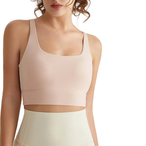 Women's breathable sports bra with hollow cross straps in multiple colors