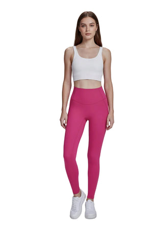 Reflective printed sports leggings with pockets in multiple colors and full-length fit