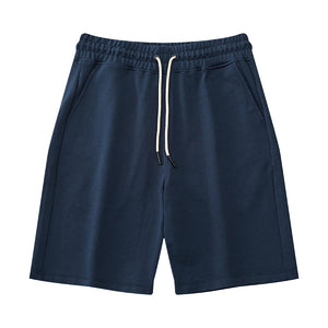 Men's heavy cotton mid-waist shorts in various colors including black, red, and blue