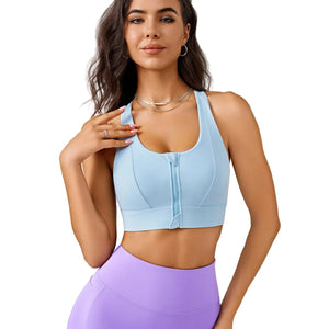 Front zipper high impact yoga sports bra in multiple colors