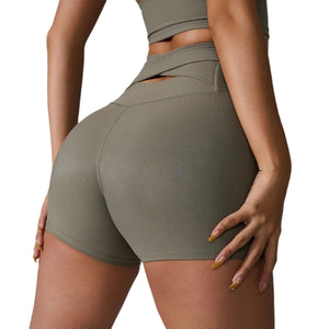 Back cross high waist hip lift yoga shorts for women in various colors
