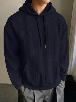 Men's casual slim fit hooded sweatshirt in black, light gray, khaki, and navy blue