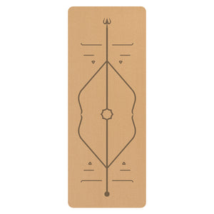 Natural rubber cork yoga mat with guide line pattern in various designs
