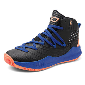 Plus size men's high-top basketball training sneakers in various colors and sizes