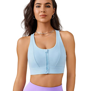 Front zipper high impact yoga sports bra in multiple colors