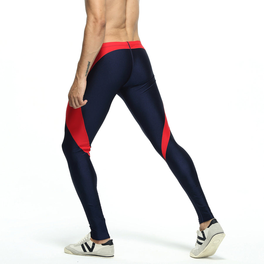 Men's nylon cropped gym pants in army green and dark blue for sports and training
