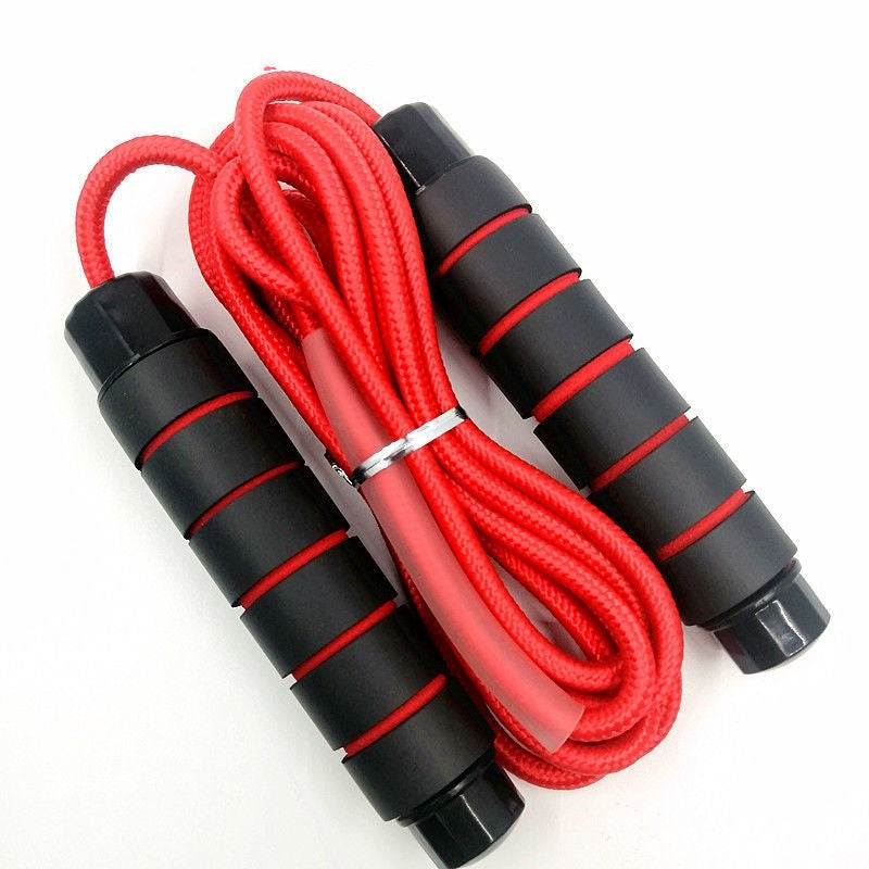 Professional weighted skipping rope in red and black for fitness training