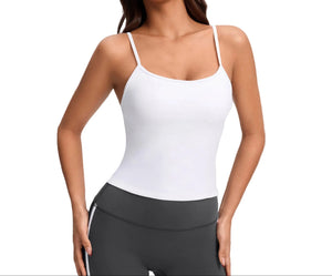Color-block padded sports bra with backless design in multiple colors