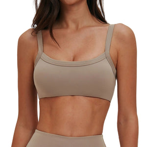 Brushed nylon yoga bra with dual straps in multiple colors