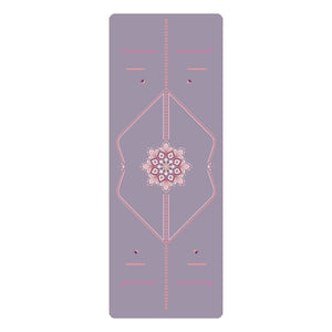 Professional non-slip PU natural rubber yoga mat with pose guide lines in various colors