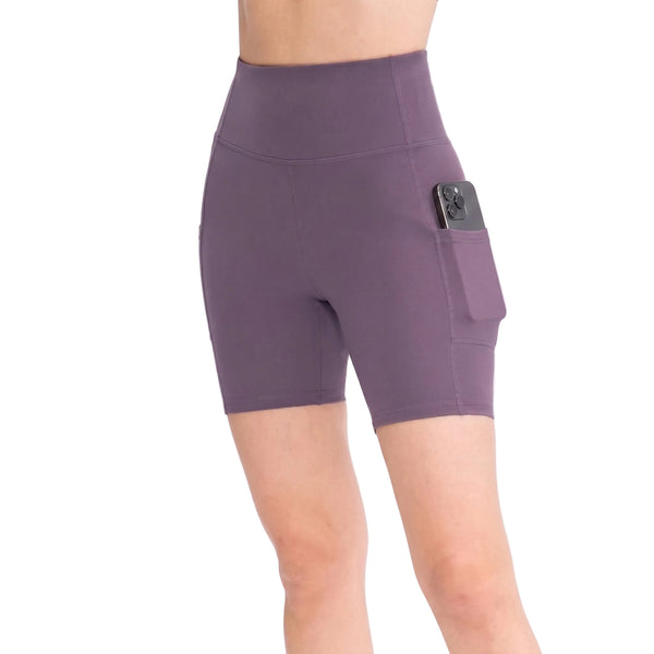 WOMEN'S POCKET YOGA SHORTS HIGH WAIST NYLON SPANDEX