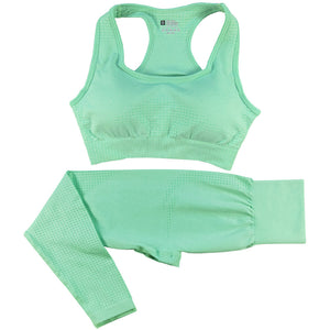 Seamless women's high waist yoga set with crop top in multiple colors