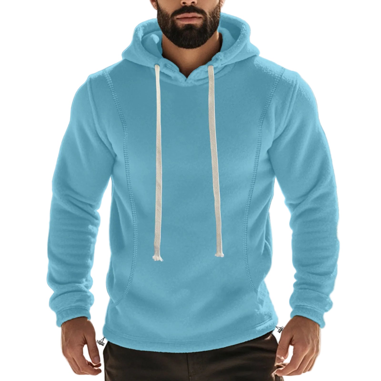 Men's fleece long-sleeve pullover hoodie in various colors