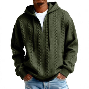 Half-zip hooded sweatshirt with long sleeves and padded patch pockets in various colors