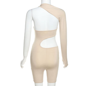 Women's off shoulder fitness yoga set with top and shorts in khaki and black