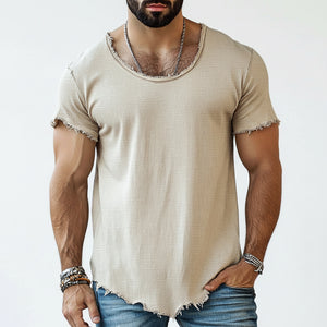 Men's solid color short sleeve cotton t-shirt in various colors