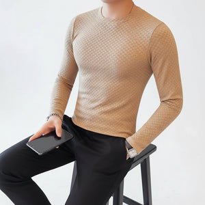 Men's slim fit long sleeve round neck shirt in various colors