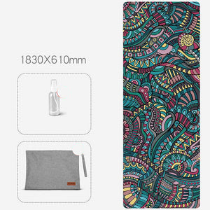 Folding anti-slip yoga mat with natural rubber base and suede surface