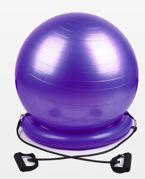 Explosion-proof yoga ball with fixed base and lifting handles