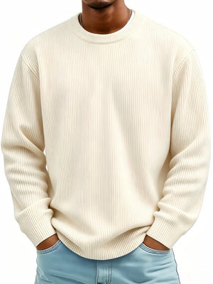 Men's casual long-sleeve crew-neck corduroy sweatshirt in various colors