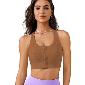 Front zipper high impact yoga sports bra in multiple colors