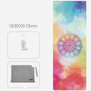Folding anti-slip yoga mat with natural rubber base and suede surface