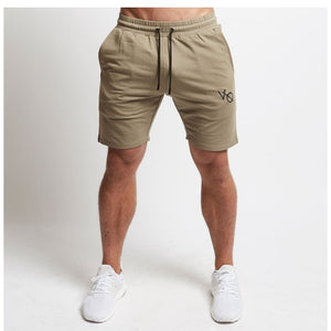 Men's cotton athletic five-point shorts in black, gray, and khaki colors