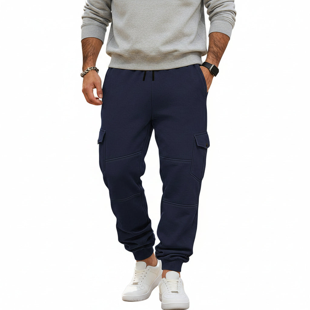 Men's patchwork multi-pocket cargo pants in various colors