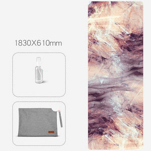 Folding anti-slip yoga mat with natural rubber base and suede surface
