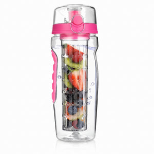 BPA FREE FRUIT INFUSER JUICE SHAKER WATER BOTTLE 32OZ