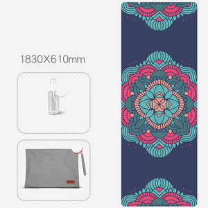 Folding anti-slip yoga mat with natural rubber base and suede surface
