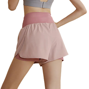 Women's loose breathable sports shorts in black and pink colors