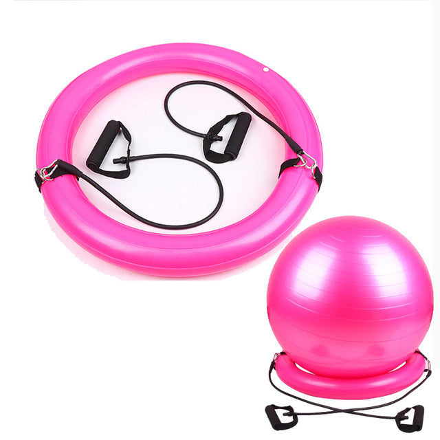Explosion-proof yoga ball with fixed base and lifting handles