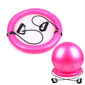 Explosion-proof yoga ball with fixed base and lifting handles