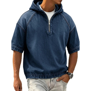 Men's half-zip sports hoodie with hood in various colors