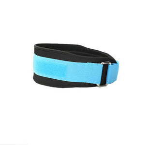 Fitness ventilation waist protector showing blue, black, and pink color options